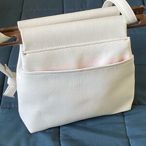 Vintage DaNeal Design White Faux Leather Japanese Handbag Purse